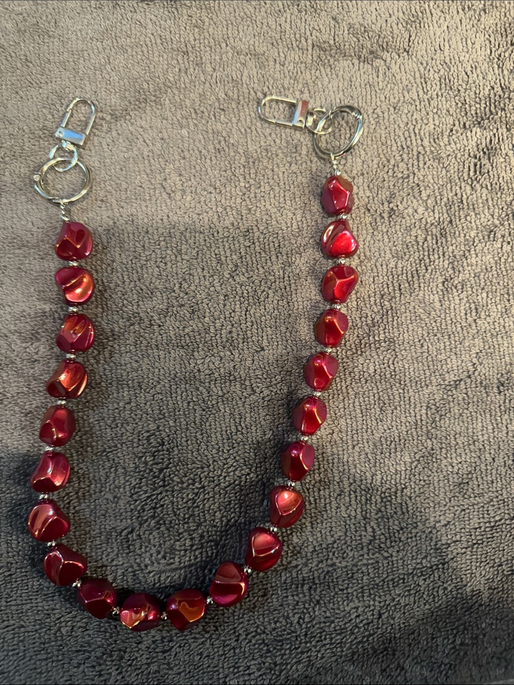 Red Heart Bead bag accessory for Women - Shiny Red Beads